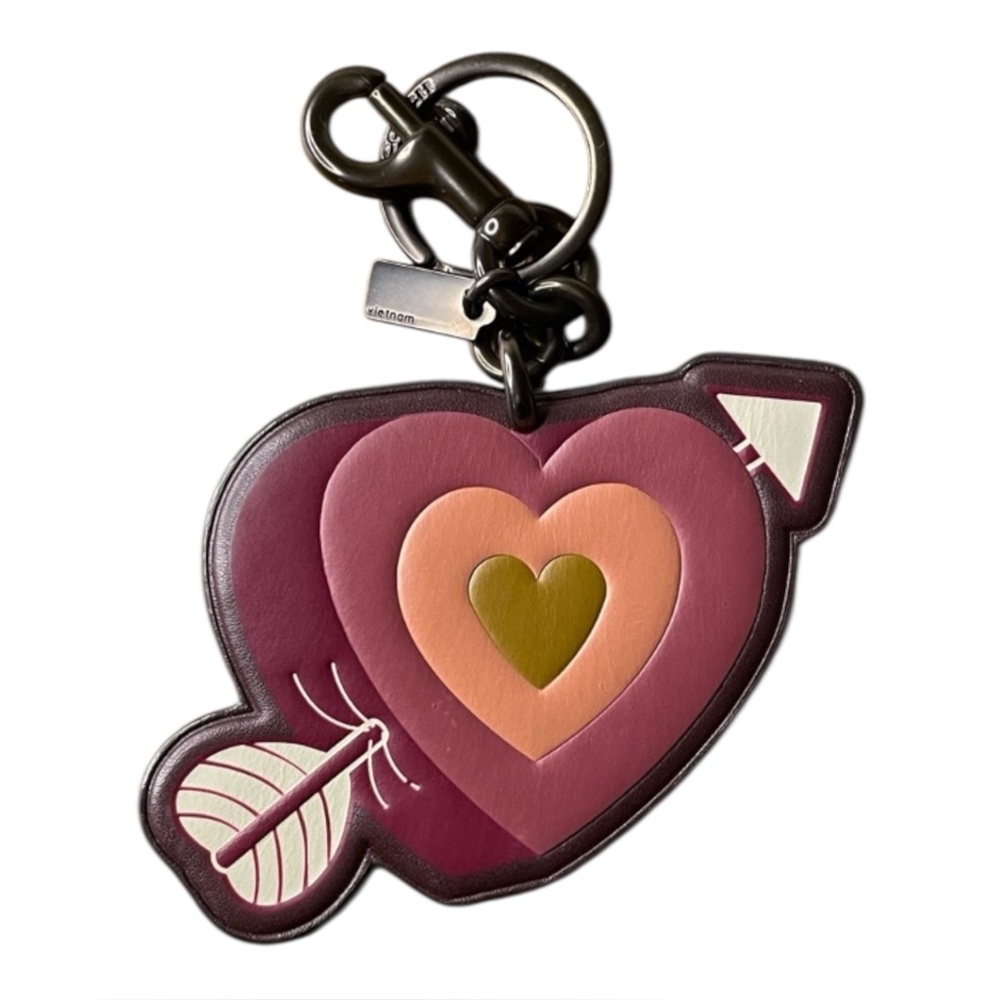 COACH Heart Arrow Leather Bag Charm